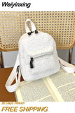 Weiyinxing Women's Backpacks Small Plush Female Backpack Mini Shoulder Bag Winter New Soft Fluffy Fur Girls School Bag Mochila 2023
