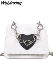 Weiyinxing Luxurious Contrast Heart Shoulder Bag Ladies 2023 Summer Fashion Sweet Cool Chain Crossbody Bag for Women Free Shipping