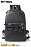 weiyinxing Fashion Men Leather Backpack Small Shoulder Bags for Male High Quality Pu Mini Crossbody Bag Black New Designer Travel Bag
