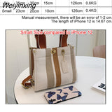 Weiyinxing Tote Bag Casual Stripe Canvas Handbag For Women Wide Shoulder Strap Bag Female 2023 Trendy Texture Shoulder Bag Commuter