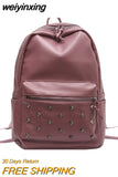 weiyinxing Designer Soft Pu Leather Women Backpack Large School Bags for Teenage Girls Ladies Shoulder Bags With Rivet Mochila Feminina