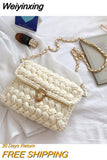 Weiyinxing A Main Femme Bags for Women Hand Woven Bag Strip Thread Hook Knitted Women's Casual Shoulder Bag Crossbody Bag Clutch Bag 0409