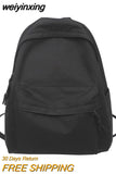 weiyinxing Solid Color Large Backpack Young Girls Men Korean Style Kawaii School Bag Shoulder Bag High School Students Nylon Backpacks