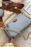 weiyinxing chains women shoulder bags designer wide strap messenger bags luxury pu leather crossbody bag lady small purse 3 bag set