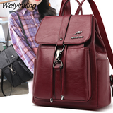 Weiyinxing Luxury Women Backpack Vintage Travel Soft Leather Backpack Large Capacity Bookbag High Quality School Bags for Teenage Girls