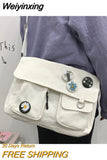 Weiyinxing Women's Shoulder Bag Woman Handbag Large-Capacity Simple Fashion Solid Casual Canvas School Crossbody Messenger Bags for Women 0409