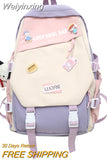Weiyinxing Badge Kawaii Women Waterproof Laptop Book SchoolBag Girl Nylon Student Backpack Fashion Female Travel College Backpack Cute