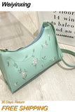 Weiyinxing One Shoulder Bag Retro Embroidery Small HandBag Solid Color Women's Subaxillary Bag Simple Fashion Sweet Delicate Texture