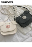 Weiyinxing Womens Cute Shoulder Bag Kawaii Cartoon Pig Solid Color Phone Purses and Handbags Girls Female Casual Pu Leather Bags Sac
