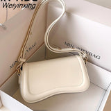 Weiyinxing YIDE 2023 New Popular Solid Bag Designer PU Leather Women's Shoulder Bag Fashion Simple Crossbody Bag Flap Handbag Trend