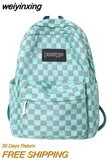 weiyinxing New Plaid Women Backpack Kawaii Girl Nylon Travel Bag Fashion Waterproof Bookbag College Students Cool Schoolbag Mochilas