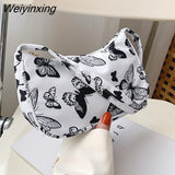 Weiyinxing Women Shoulder Bag Fashion Animal Pattern Print Bag Casual Nylon Butterfly Leopard Zebra Cow Print Women Handbag Underarm Bags