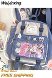 Weiyinxing Harajuku Girl Student Backpack Female College Style Lovely Korean Retro Fashion Schoolbag Large Capacity Messenger Bag