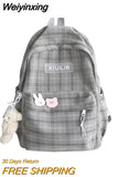Weiyinxing 2023 Women Backpack Female Cool Nylon Travel Bag Fashion Plaid Portable Cute Schoolbag College Teenage Girls Boys Bookbag