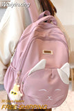 Weiyinxing Female Waterproof Pink Travel College Backpack Women Fashion Cute Laptop Student Book Bag Girl Nylon Lady School Backpack