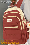 Weiyinxing High Capacity Red Leisure College Backpack Trendy Women Fashion Nylon Laptop Book Bags Girl Cute Travel School Bag Female