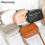 Weiyinxing Chain Ladies Crossbody Bag Lingge Embroidery Small Messenger Bag for Women Camera Female Shoulder Bag Phone Purse Clutch