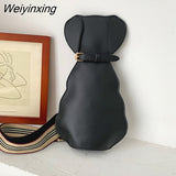 Weiyinxing Cute Pu Cat Dog Bag Women Bag Messenger Bag Wide Shoulder Straps Chest Bag Shoulder Bags Student Storage Bag Little Bag