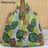 Weiyinxing Reusable Grocery Shopping Bag Ladies Tote 50lb Fashion Pocket Shoulder Bag Foldable Eco Bag Washable