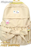 Weiyinxing Girl Waterproof Cute Bow School Bag Trendy Ladies Cotton Backpack Women Kawaii Backpack Travel Female Laptop College Bag