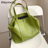 Weiyinxing YIDE Large Capacity Soft Tote Shoulder Bags For Women Summer 2023 Trends Fashion Solid Color Big Ladies Handbags White Green