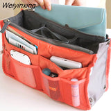 Weiyinxing Insert Bag Women Nylon Travel Insert Organizer Handbag Purse Large liner Lady Makeup Cosmetic Bag Cheap Female Tote
