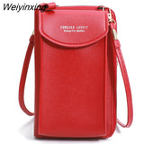Weiyinxing Women Wallet Shoulder Mini Leather Bags Straps Mobile Phone Big Card Holders Wallet Handbag Money Pockets Girls Small Bags