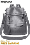 weiyinxing Women Backpack PU Leather Fashion Casual Tassel Bags High Quality Female Shoulder Bag Large Capacity School Backpacks for Girls