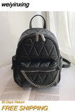 weiyinxing Women Designer Leather Backpacks Sac A Dos Chain Luxury Fashion High Quality Small Backpack for Teenage Girls Mochila Rucksack