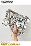 Weiyinxing Women Mini Bag Sequins Handbags Silver Bag Women Small Tote Bag Bling Bling Fashion Lady Bucket Handbags Girls Glitter Purses