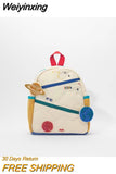 Weiyinxing Embroidery Sun Long Neck Small Dinosaur Backpack Hook Hair Embroidered Cartoon Canvas Kindergarten Children Backpack
