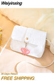 Weiyinxing Shoulder Crossbody Bag New 2023 Ladies Embossed PU Leather Small Square Bag Heart-shaped Small Pendant Fresh Sweet Phone Bag