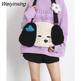Weiyinxing Cartoon Cute Puppy Bag Tote Autumn and Winter Plush Large Capacity Shoulder Bag Messenger Bag Women Bag Purses Handbags