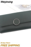Weiyinxing Wallets Ladies Casual Simple New Women's Clutches Long Tri-fold Wallets Documents Coin Purses Card Holders Solid Color