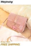 Weiyinxing Shoulder Crossbody Bag New 2023 Ladies Embossed PU Leather Small Square Bag Heart-shaped Small Pendant Fresh Sweet Phone Bag