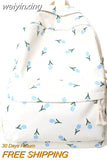 weiyinxing Waterproof Nylon Women Backpack Female Kawaii Flowers Travel Bag Cute Girl Fresh Schoolbag Preppy Bookbag Laptop Backpack
