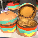 Weiyinxing Jcartoon Hamburger Kawaii Food Bucket Bag Portable Cosmetic Bag Storage Bag High Capacity Pu Leather Waterproof Women Bag
