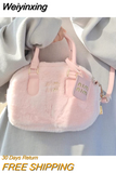 Weiyinxing Sweet Handbags for Women 2023 Pink Messenger Bag Trendyol Cute Lady Casual Furry Kawaii Japanese Cotton Shoulder Bag