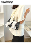 Weiyinxing White Bow Versatile Shoulder Bag Ladies 2023 Summer and Autumn Fashion New Pleated Cloud Handbag for Women Free Shipping