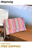 Weiyinxing Womens Crossbody Bags Straw Woven Envelope Handbags Clutch Shoulder Purses Luxury Design Wallet for Lady Wedding Party Bags