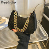 Weiyinxing New Casual Texture Retro Chain One Shoulder Underarm Bag Luxury Designer Handbag Bags for Women Fashion Bolsos Para Mujer