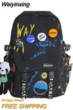 Weiyinxing Women Men Graffiti Pattern Trendy Backpack Lady Travel Badge Backpack Harajuku Bag Female Male College Girl Boy Student Bag
