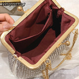 Weiyinxing Crossbody Bag Women's Metal Frame Bag with Diamonds Shining Handbag Purse Party Clutch Bag Female Shoulder Evening Bag