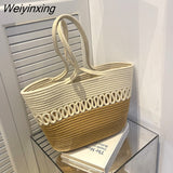 Weiyinxing Beach Basket Summer Bag straw Bag Ffashion Beach Bbags Big Rattan Shoulder Bags Large Capacity Woven Bag Hand-Made Handbags