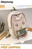 Weiyinxing Girls Nylon Backpack INS Fashion Waterproof Backpack Teenager Cute Student School Bag Lady Large Capacity Simple Travel Bag