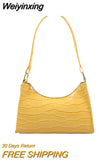 Weiyinxing Women HandBag Fashion PU Leather Western Style Alligator Pattern Lady' Armpit Bag Popular Trendy Retro Shoulder Bag Solid Color