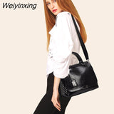 Weiyinxing Rivet Handbags PU Leather Women Bag Sequined Shoulder Bag Designer Women Leather Handbags Luxury Ladies HandBag