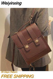 Weiyinxing Vintage Brand Woman Backpack High Quality PU Leather School Bags For Teenage Girls Fashion Soft Ladies Double Shoulder Bags