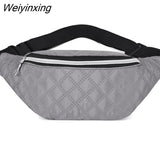 Weiyinxing Women Plaid Waist Bag Female Oxford Waterproof Belt Bags Designer Crossbody Chest Bag Ladies Fashion Fanny Pack Banana Hip Purse