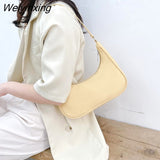Weiyinxing Color Shoulder Purse Women Underarm Bag Ladies Fashion Top-handle Clutches Black Beige White Pink Handbag Pouch